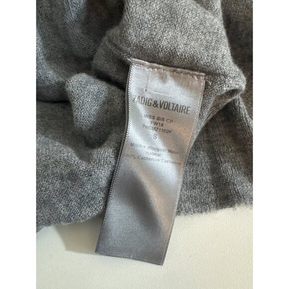 Zadig & Voltaire Grey Skull Studded Long Sleeve Cashmere Sweater Size S - Picture 5 of 5